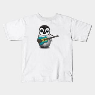 Baby Penguin Playing Bahamas Flag Guitar Kids T-Shirt